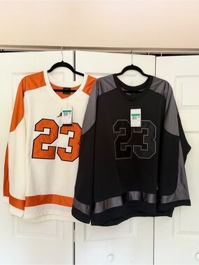 Jordan 23 Hockey-Style Jerseys – White & Orange and Black & Gray